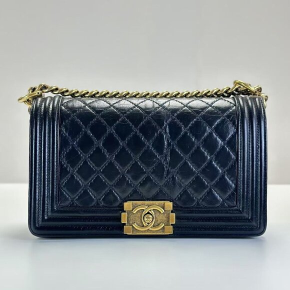 CHANEL Handbags - Chanel Black Calkskin Medium Boy Bag Shoulder Bag Crossbody